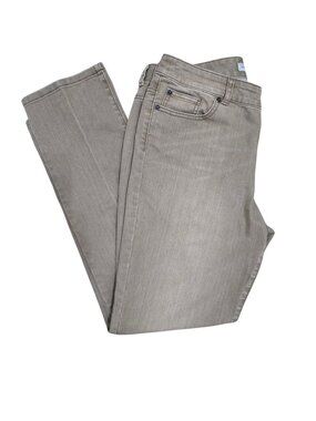 Chicos Platinum Denim Taupe Straight-Leg Jeans Women's Size 1.5 Reg